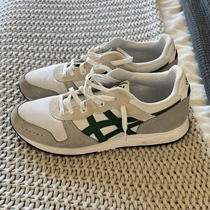 Asics White and Green Athletic Shoes